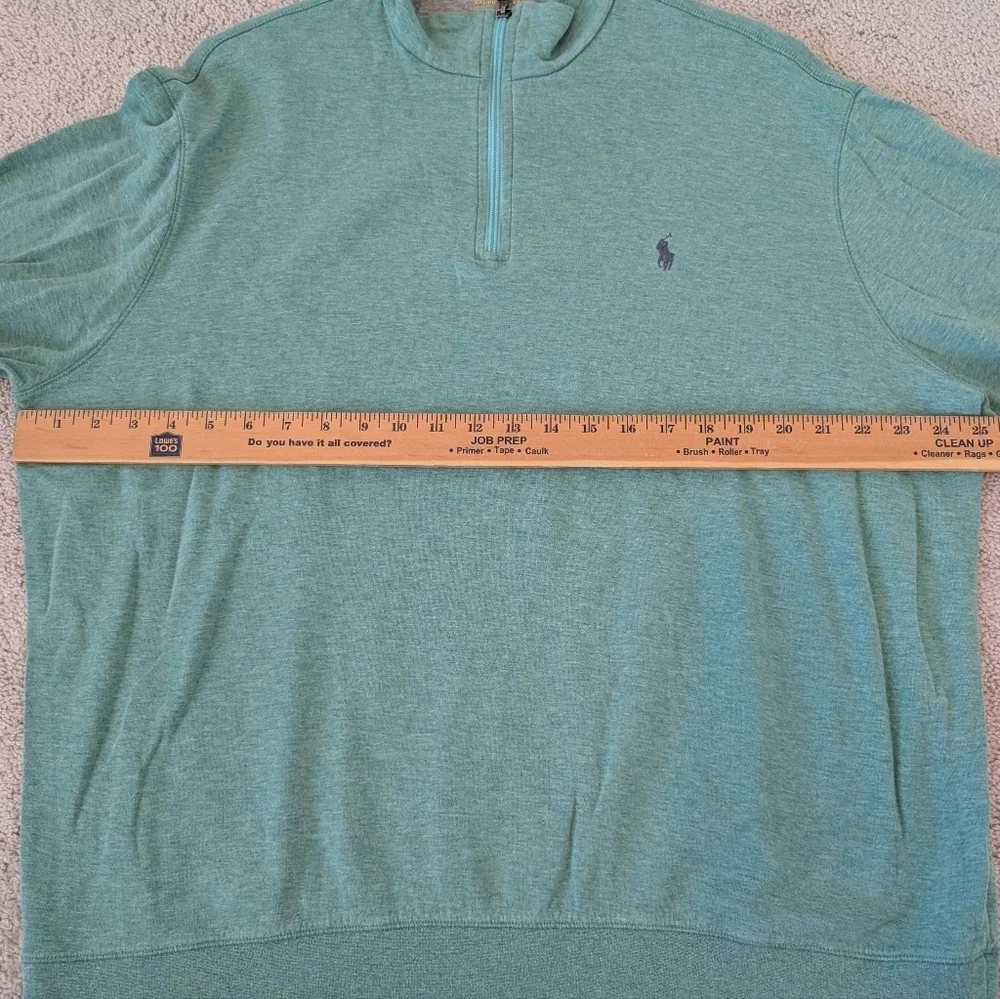 Polo Ralph Lauren Men's XL Green 1/4 Zip Pullover Knit Mock Neck Cotton Viscose